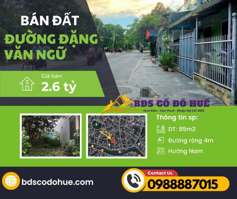 Bán đất kiệt 93 đặng văn ngữ 85m 2.6 tỷ