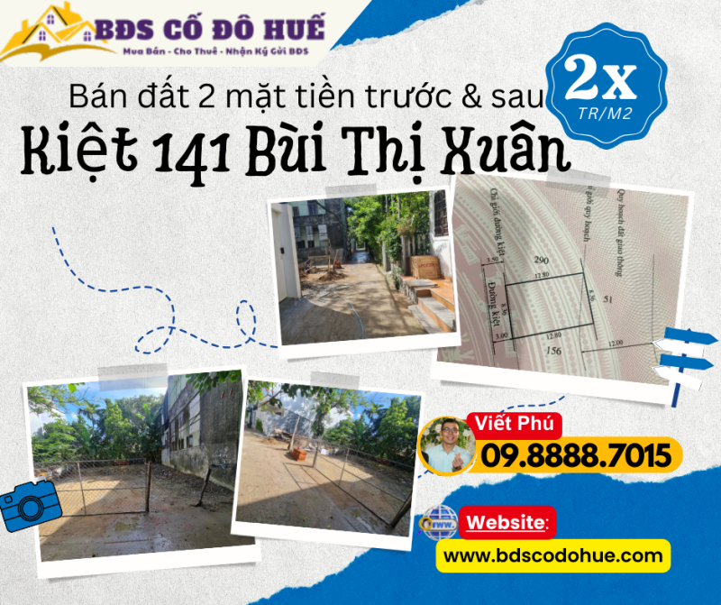 Đất 2 mt kiệt 141 Bùi Thị Xuân 28tr.m