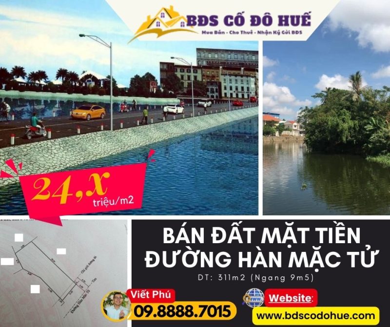 Đất mặt tiền Hàn Mặc Tử 311m 7.5 tỷ