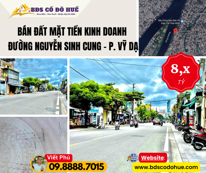 Đất mặt tiền Nguyễn Sinh Cung vỹ dạ 184m 8.3 tỷ