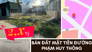 Bán đất mặt tiền đường PHẠM HUY THÔNG 239m 2.6 tỷ