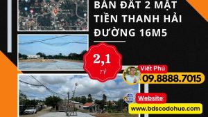 bán đất 2 mặt tiền Thanh Hải đường 16m5 100m 2.1 tỷ