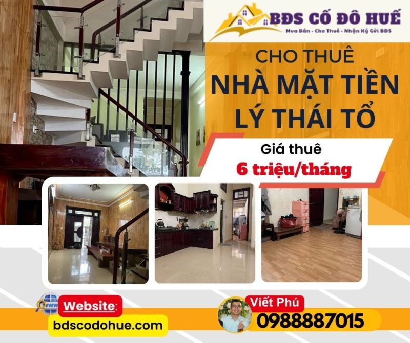 Cho thuê NHÀ MẶT TIỀN LÝ THÁI TỔ 6tr.thang